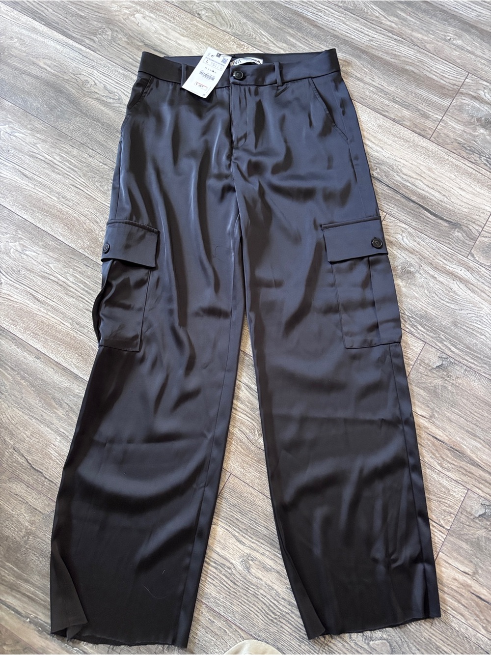 Zara Black Straight-Leg Cargo Pants